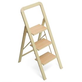 3 Step Ladder Folding Step Stool for Adults with Wide Anti-Slip Pedal, Aluminium Lightweight Foldable Step Ladders for Home Kitchen Office, 580 lbs Ca