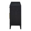 TREXM 6-drawer and 2-Cabinet Retro Sideboard with Extra Large Storage Space, with Gold Handles and Solid Wood Legs, for Kitchen and Living Room (Black