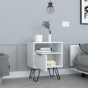 DEPOT E-SHOP Begonia Nightstand, Shelf, Single Door Cabient, Hairpin Legs, White