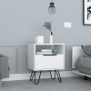 DEPOT E-SHOP Begonia Nightstand, Shelf, Single Door Cabient, Hairpin Legs, White