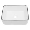 16x12 Inch White Ceramic Rectangular Vessel Bathroom Sink