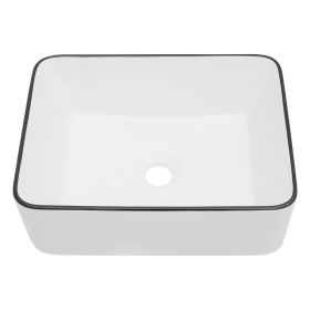 16x12 Inch White Ceramic Rectangular Vessel Bathroom Sink