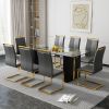 Large modern simple rectangular glass table, which can accommodate 6-8 people, equipped with 0.39-inch tempered glass table top and large MDF table le