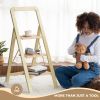 3 Step Ladder Folding Step Stool for Adults with Wide Anti-Slip Pedal, Aluminium Lightweight Foldable Step Ladders for Home Kitchen Office, 580 lbs Ca