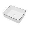 16x12 Inch White Ceramic Rectangular Vessel Bathroom Sink