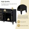 TREXM 6-drawer and 2-Cabinet Retro Sideboard with Extra Large Storage Space, with Gold Handles and Solid Wood Legs, for Kitchen and Living Room (Black