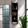 DEPOT E-SHOP Savona Medicine Single Door Cabinet, Two External Shelves, Two Interior Shelves, Black