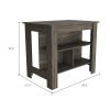 DEPOT E-SHOP Delos Kitchen Island, Four Legs, Three Shelves, Dark Brown