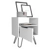 DEPOT E-SHOP Begonia Nightstand, Shelf, Single Door Cabient, Hairpin Legs, White
