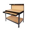 63" Tools Cabinet Working Tables Workbench Tool Storage Workshop Table with Drawers and Pegboard