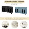 TREXM 6-drawer and 2-Cabinet Retro Sideboard with Extra Large Storage Space, with Gold Handles and Solid Wood Legs, for Kitchen and Living Room (Black