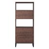 75.9"Modern Open Bookshelf with Doors, Bookcase with Storage drawer and LED Strip Lights,Free Standing Display Rack,Wooden Tall Bookshelf for Living R