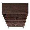 75.9"Modern Open Bookshelf with Doors, Bookcase with Storage drawer and LED Strip Lights,Free Standing Display Rack,Wooden Tall Bookshelf for Living R