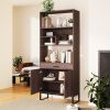 75.9"Modern Open Bookshelf with Doors, Bookcase with Storage drawer and LED Strip Lights,Free Standing Display Rack,Wooden Tall Bookshelf for Living R
