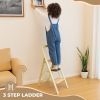 3 Step Ladder Folding Step Stool for Adults with Wide Anti-Slip Pedal, Aluminium Lightweight Foldable Step Ladders for Home Kitchen Office, 580 lbs Ca