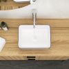 16x12 Inch White Ceramic Rectangular Vessel Bathroom Sink
