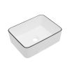 16x12 Inch White Ceramic Rectangular Vessel Bathroom Sink