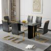 Large modern simple rectangular glass table, which can accommodate 6-8 people, equipped with 0.39-inch tempered glass table top and large MDF table le