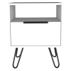 DEPOT E-SHOP Begonia Nightstand, Shelf, Single Door Cabient, Hairpin Legs, White