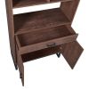 75.9"Modern Open Bookshelf with Doors, Bookcase with Storage drawer and LED Strip Lights,Free Standing Display Rack,Wooden Tall Bookshelf for Living R