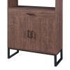 75.9"Modern Open Bookshelf with Doors, Bookcase with Storage drawer and LED Strip Lights,Free Standing Display Rack,Wooden Tall Bookshelf for Living R